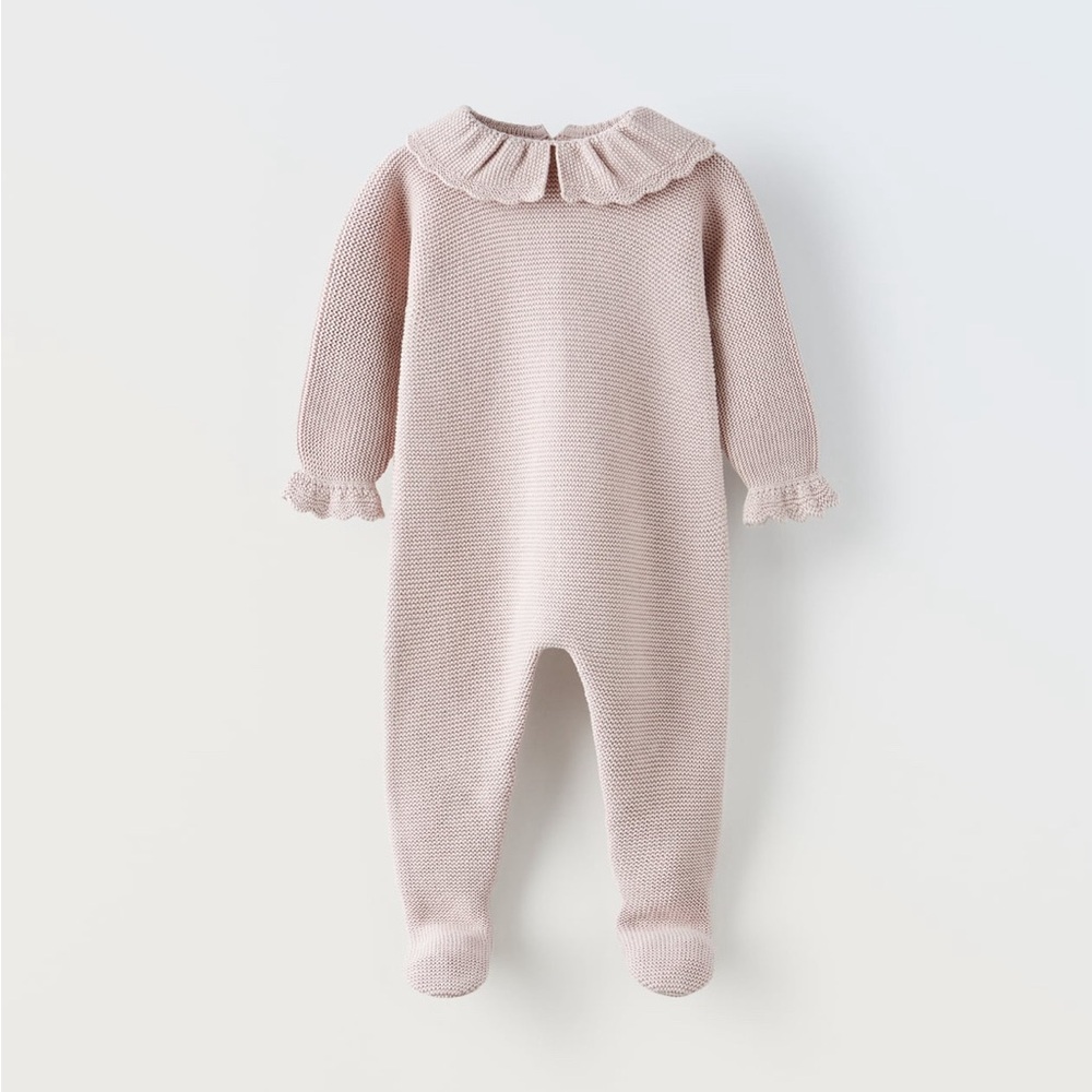 Zara Baby Garter Stick Jumpsuit, Blush, 3-6mo